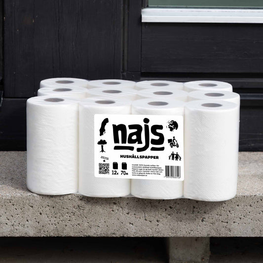 Långt Hushållspapper. 70 meter, 12 pack