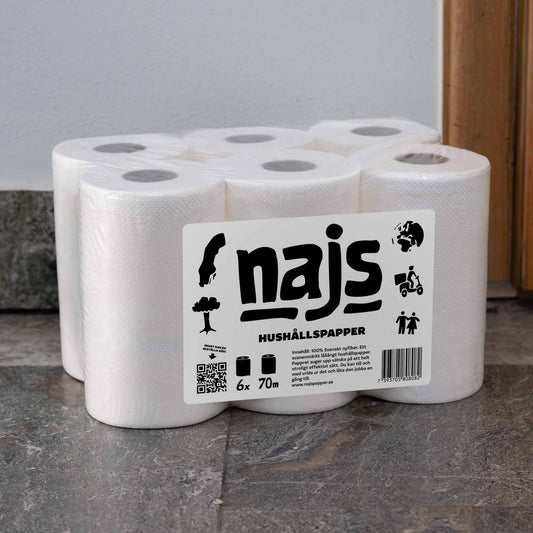 Långt Hushållspapper. 70 meter, 6 pack