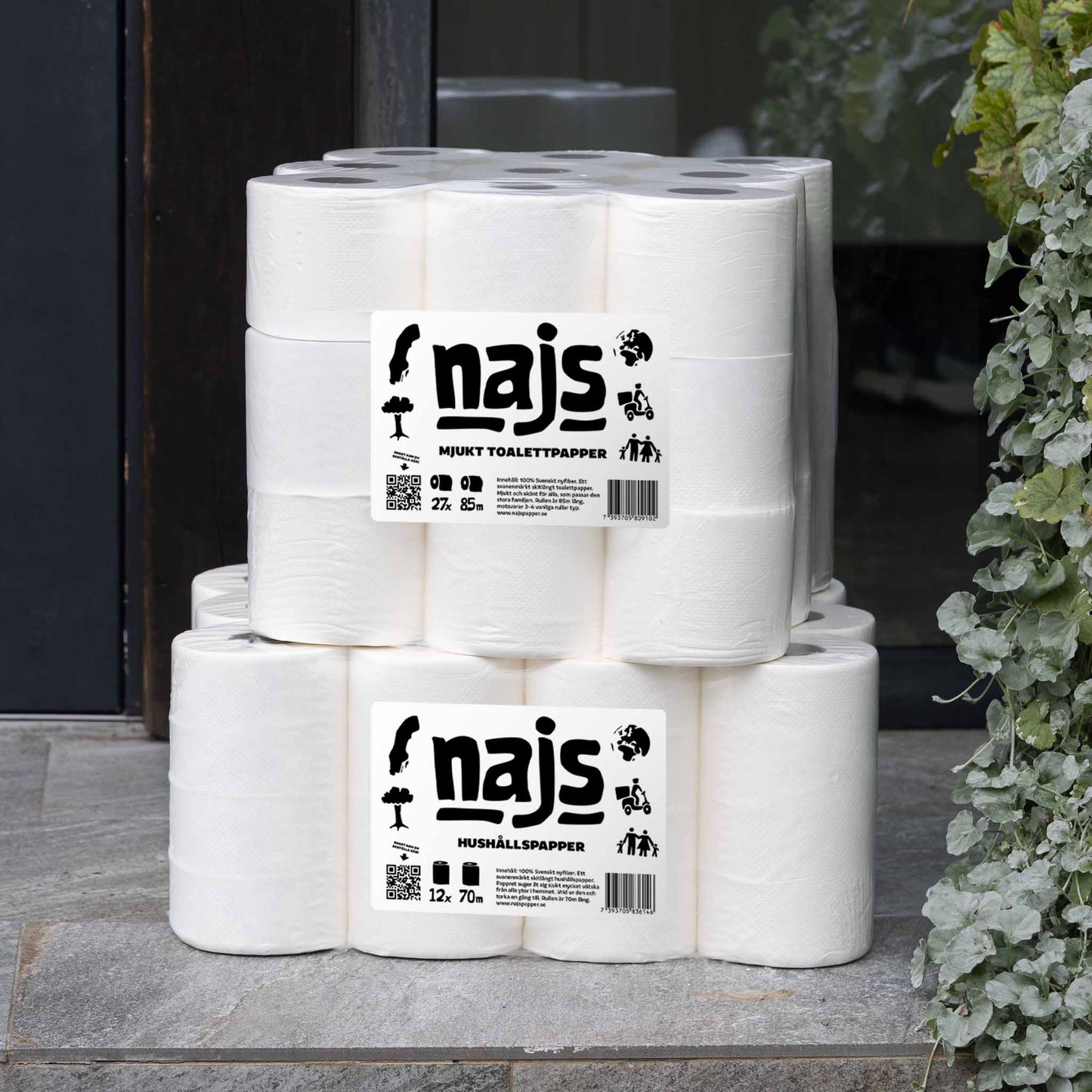 Stort paket med Toalettpapper och Hushållspapper
