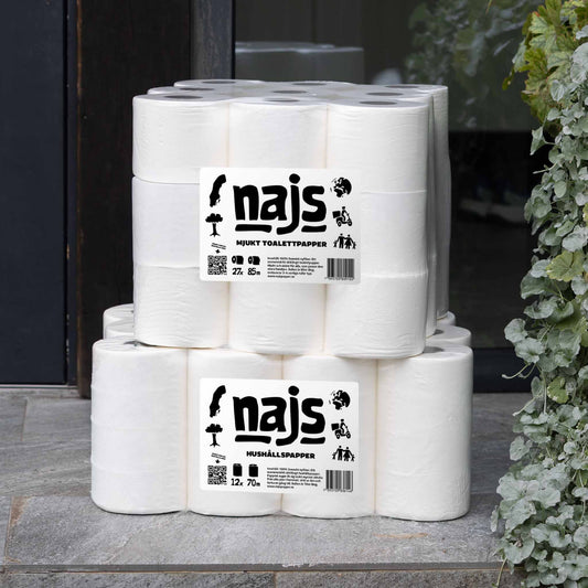 Stort paket med Toalettpapper och Hushållspapper